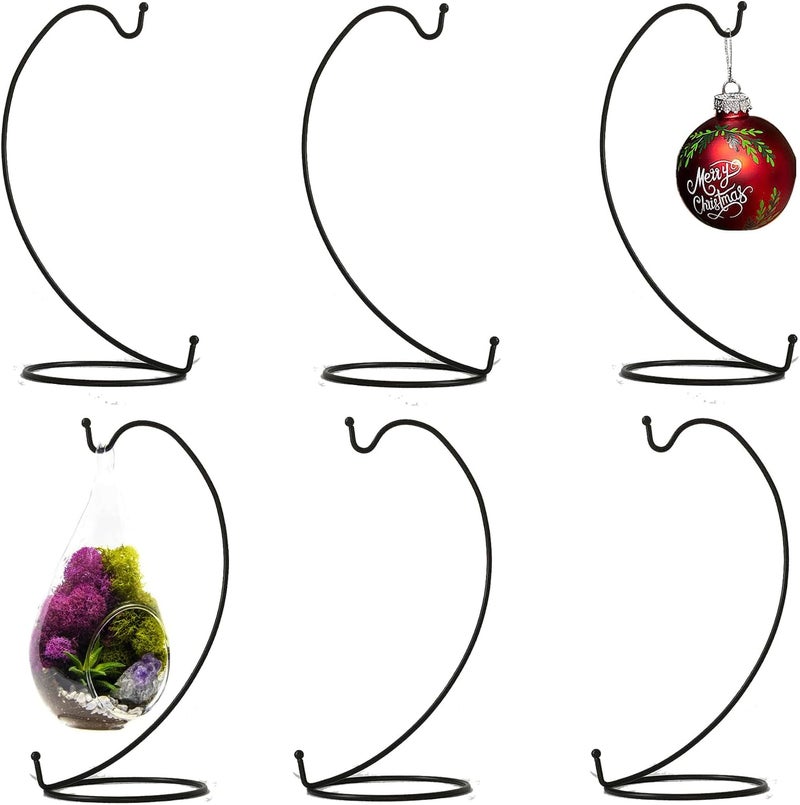 Constefire Ornament Display Stand,6 PCS Air Plants Holder, Planter Terrariums Hanger, Black Iron Wire Hanging Hook for Glass Crystal Witch Ball,Easter Christmas Decoration,Wedding Party Office Home Decor - Image 1
